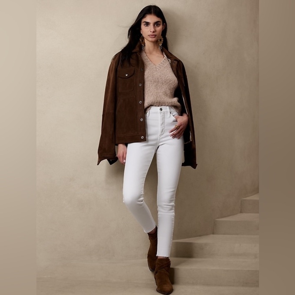 Banana Republic White High Rise Skinny Jeans